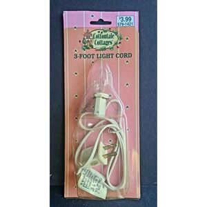 Vintage 3" Single Light Cord with Bulb for Village Houses Decor White 2002